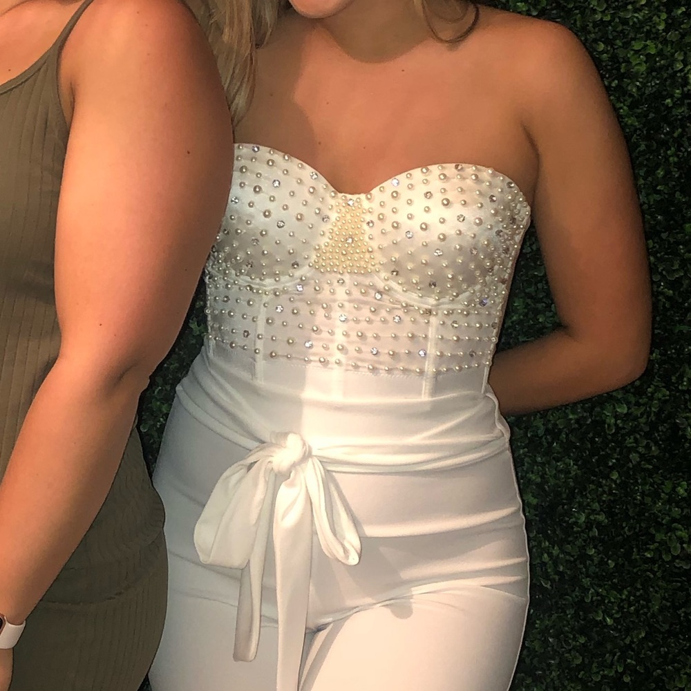 Pearl Embellished Cropped Bustier